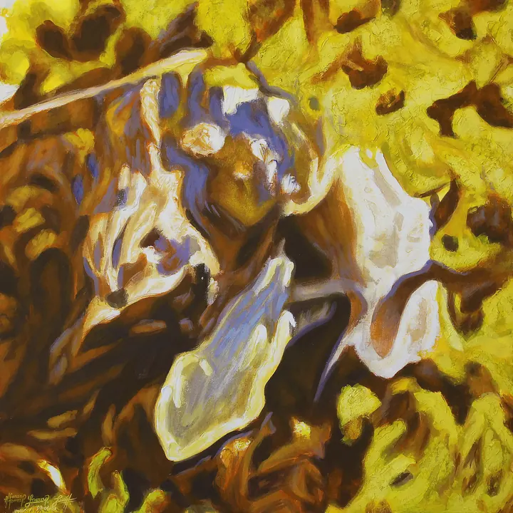 C.E.J.: deconstrucción, 2021. Acrílico sobre lienzo, 50 × 50 cm. Trillizos Torres Pacheco.