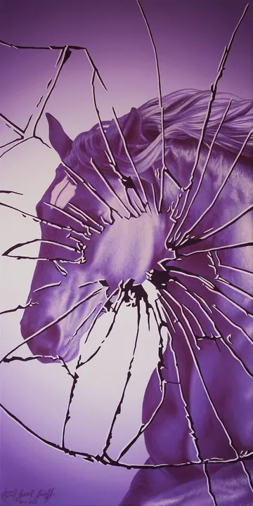 Caballo, 2023. Acrílico sobre lienzo, 60 × 30 cm. Trillizos Torres Pacheco.