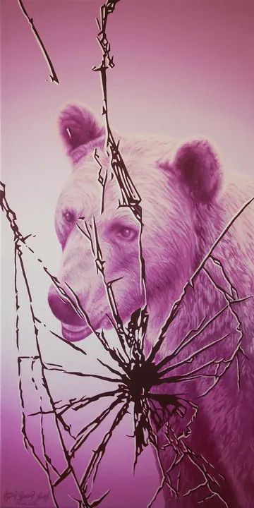 Oso, 2023. Acrílico sobre lienzo, 60 × 30 cm. Trillizos Torres Pacheco.