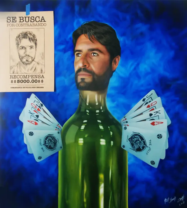 Se busca, 2018. Acrílico sobre lienzo, 45 × 50 pulg.. Trillizos Torres Pacheco.